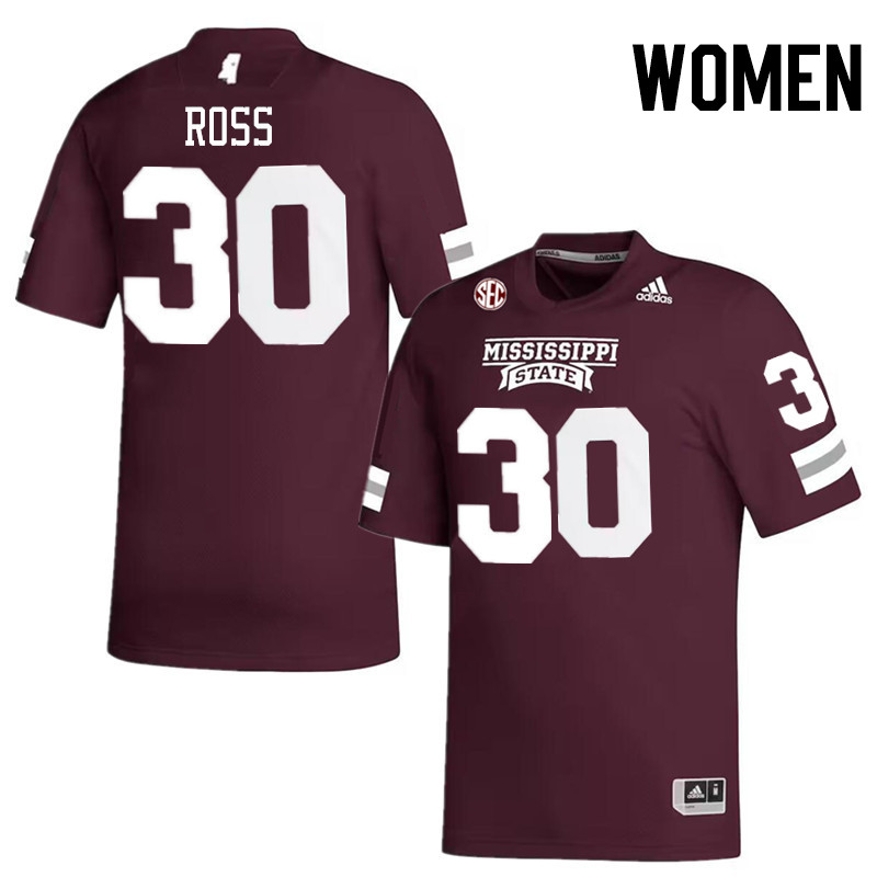 Women #30 Marcus Ross Mississippi State Bulldogs College Football Jerseys Stitched-Maroon